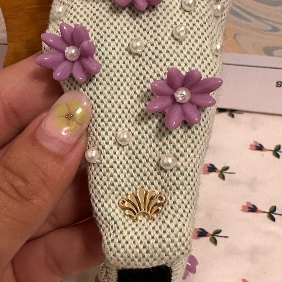 Rare! Purple Floral, cord, Lele Sadoughi headband Lele Sadoughi Purple Floral Headband main image 3